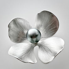 Load image into Gallery viewer, fine silver, dogwood, handmade, ocean pearl, freshwater pearl, sandblasted.
