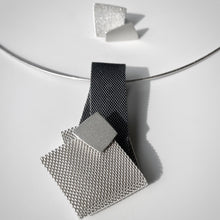 Load image into Gallery viewer, Sterling silver mesh, architecture, geometry, modern, contemporary, oxidized